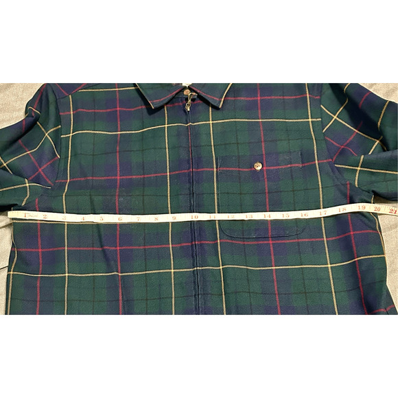 Vintage Pendleton 100% Virgin Wool Tatar Jacket Full Zip Green Yellow Red M - Picture 12 of 12